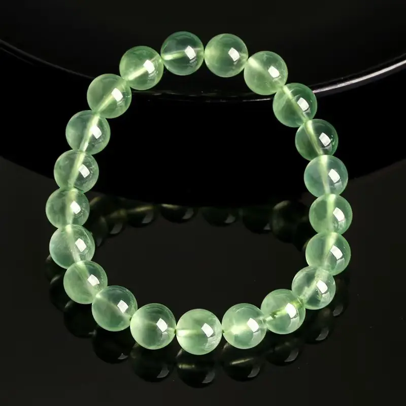 Vòng tay pha lê đá quý Prehnite tự nhiên - Ngũ hành (Gỗ)6.7mm 16CM