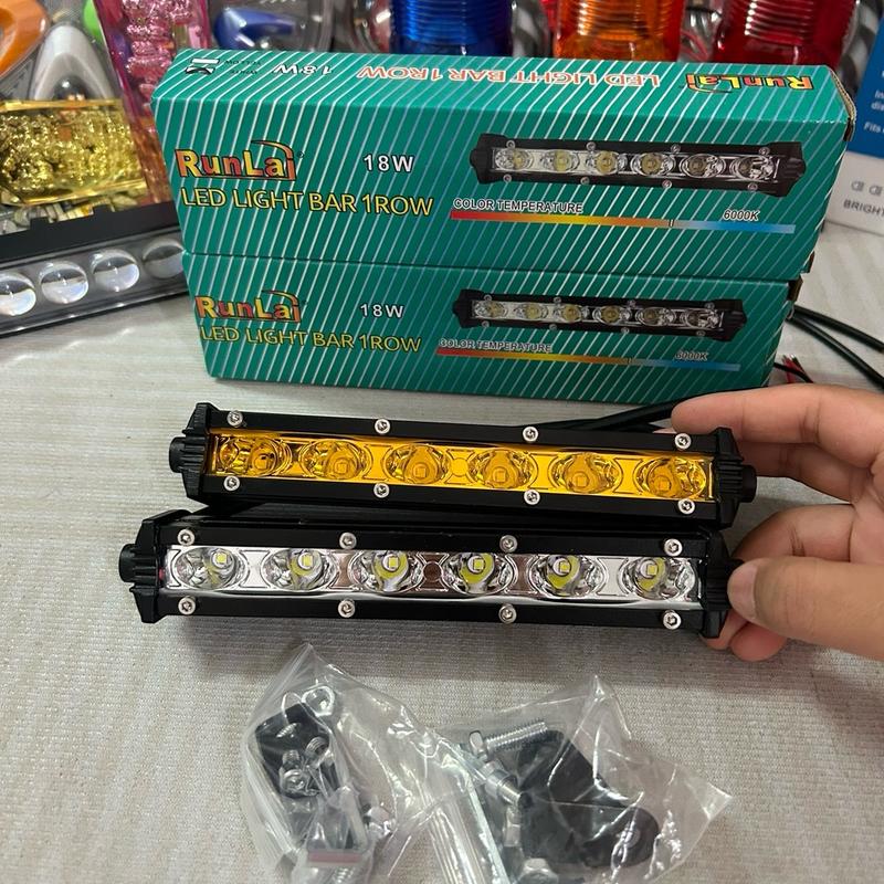 Đài 18cm Đèn led trợ sáng, Đèn pha led Bar 6 bóng dành cho ô tô ánh sáng trắng và vàng Phụ Tùng
