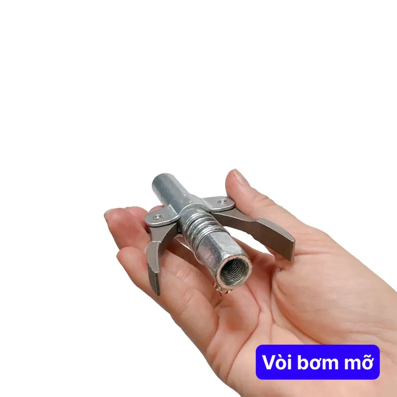 Đầu bơm mỡ lò xo bôi trơn áp suất cao, dạng 2 kẹp 6 chấu khóa tiện dụng rhino 2