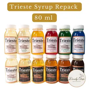 TRIESTE SYRUP 80ML | CARAMEL, HAZELNUT, VANILLA, BUTTERSCOTH, HAVANA, TIRAMISU, STRAWBERRY, PEACH, MOJITO, PANDAN, LYCHEE, BLUE CURACAO, IRISH CREME, CREAM BRULEE, TARO, BANANA, ROASTED HAZELNUT, ROASTED ALMOND, SALTED CARAMEL