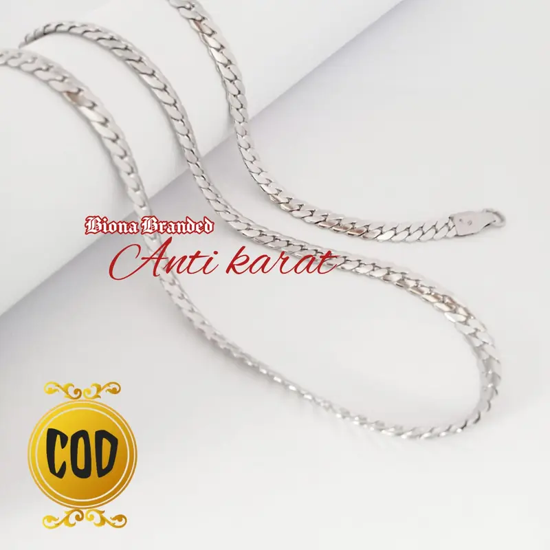 COD !! Kalung Titanium RANTAI SISIK NAGA PIPIH/GEPENG 316L PRIA DAN WANITA anti karat selamanya, tidak hitam, DAN TIDAK LUNTUR, Kalung cewek terbaru dan kekinian Perempuan, 2023 1