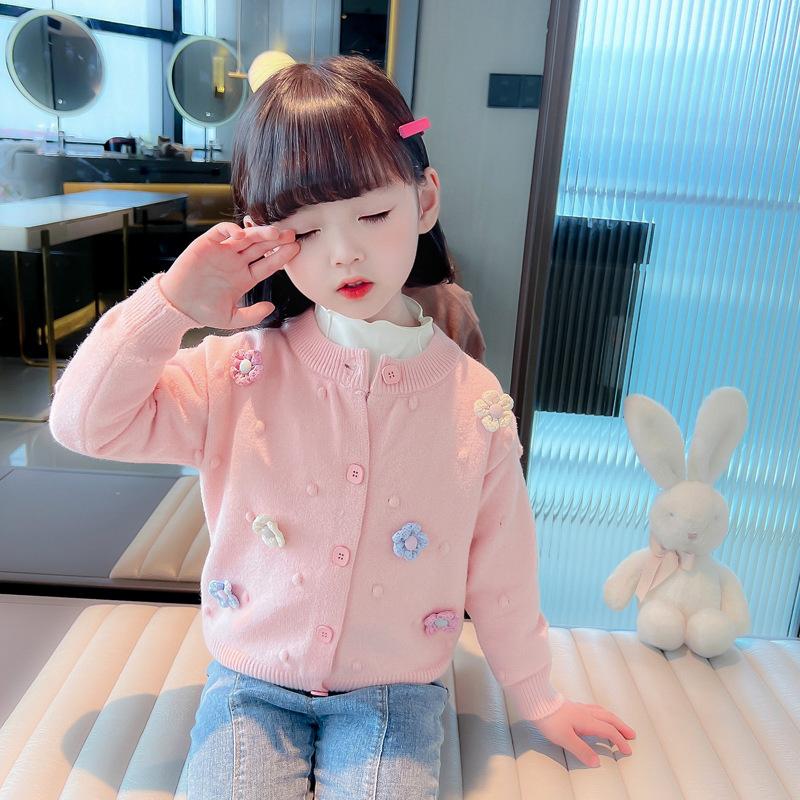Áo Len Cardigan Thêu Hoa Ba Chiều Cho Bé Gái Thích Hợp Cho Mùa Thu Bé Gái 1 Tuổi Thoải Mái Và Mềm Mại Áo Khoác Dệt Kim 4 Phù Hợp Với 300