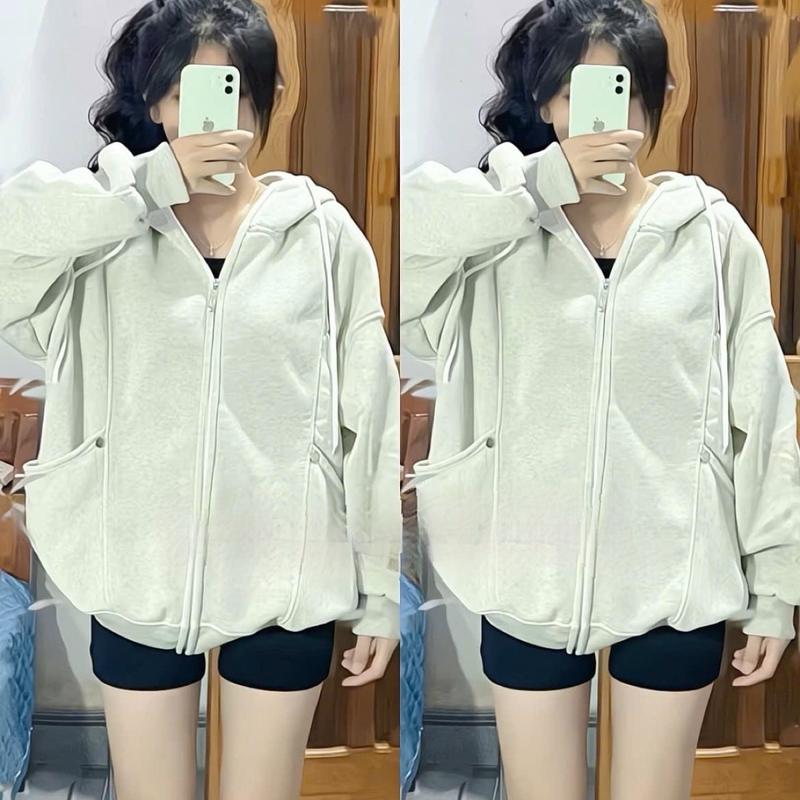 Áo Hoodie Zip Nỉ Bông From Rộng Nam Nữ (Cao Cổ)
