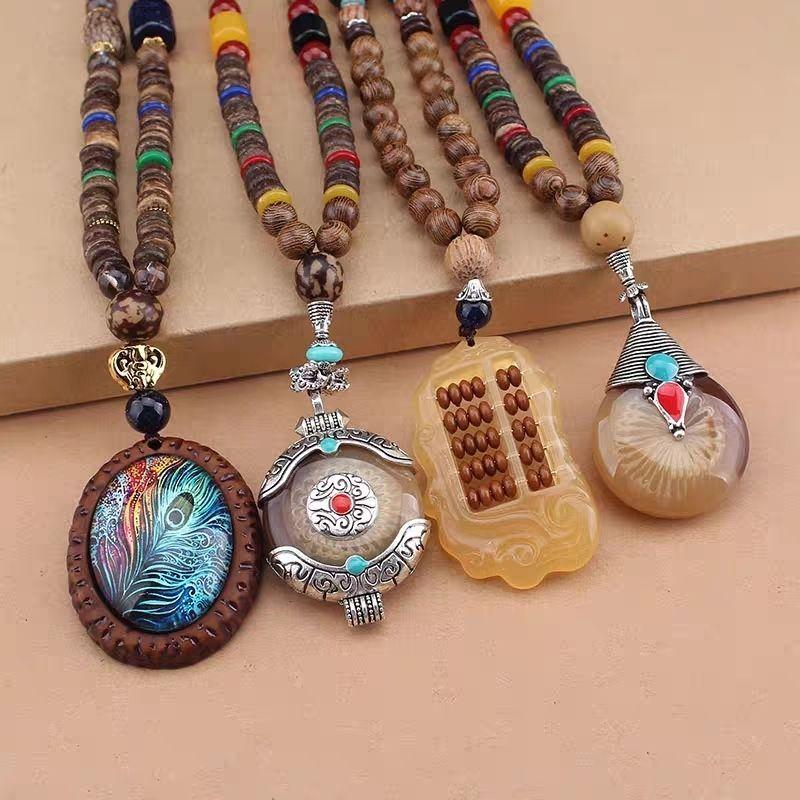 Vòng Cổ Cổ Điển Phong Cách Dân Tộc Thời Trang Dài Dễ Phối Đồ Làm Bằng Bông Và Vải Lanh Phụ Kiện Quần Áo Thích Hợp Cho Nam Giới Đồ Trang Trí Treo Phong Cách Trung Quốc Trang Sức Chain Jewelry dâychuyền hạtbồđề Móc Chìa Khoá vòngcổ thổigió Women