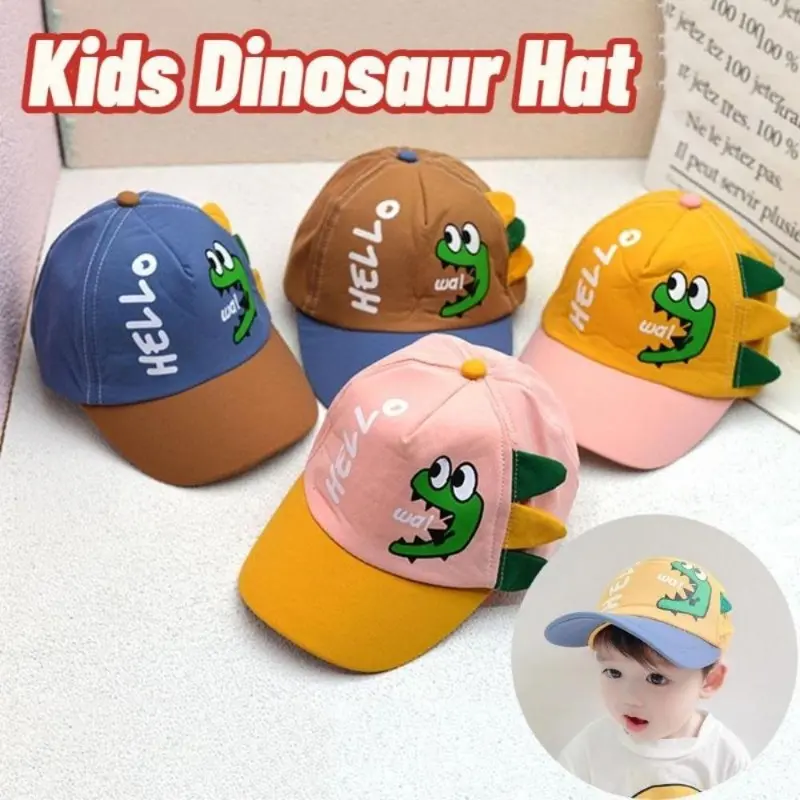 1-4 Years Old Children's Cartoon Dinosaur Print Hat Boys Girl Baseball Cap Sun Hat Travel Leisure Hat Beach Hat