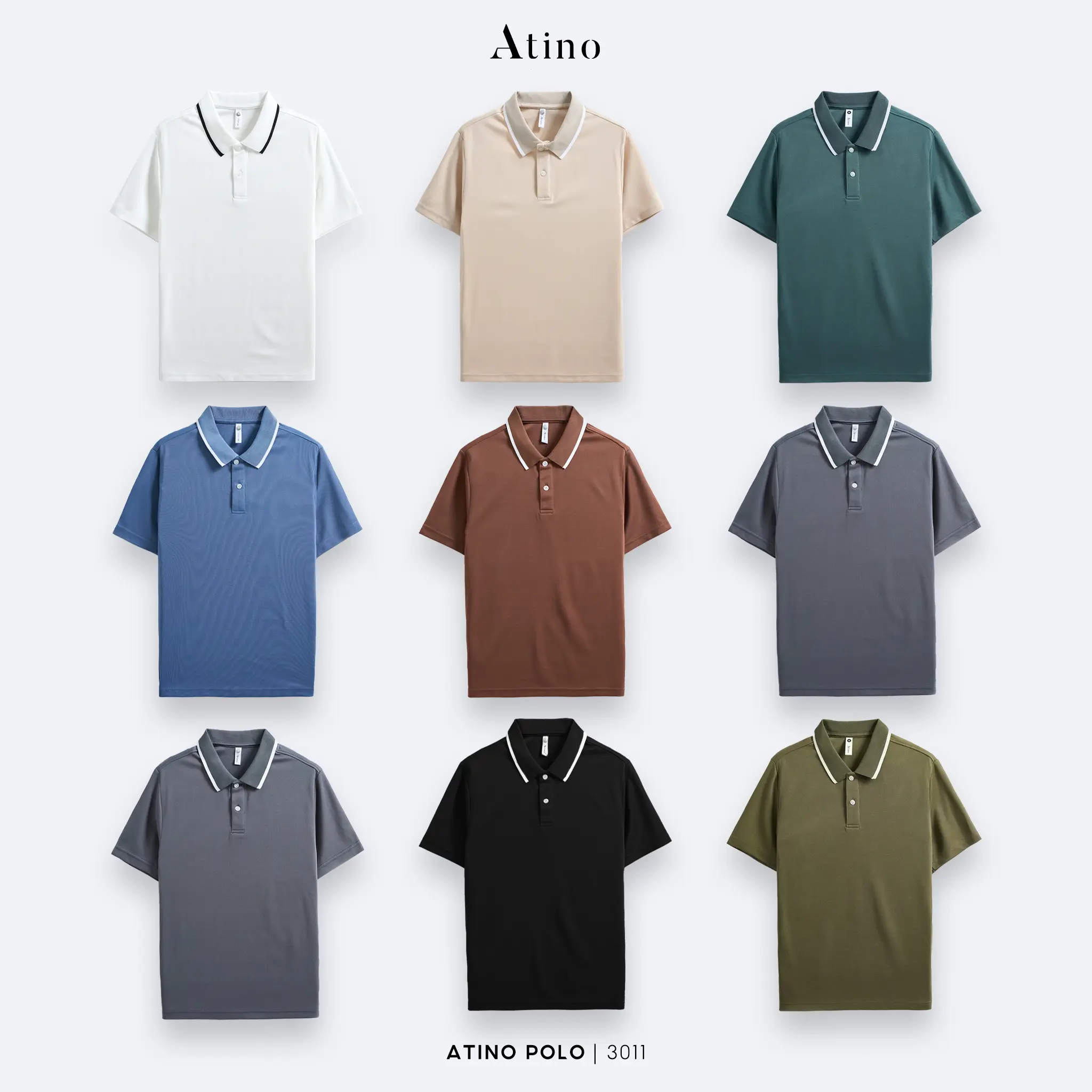 Áo Polo Nam Viền Cổ ATINO L.9.3011 VN Menswear Top Cotton Tre Navy