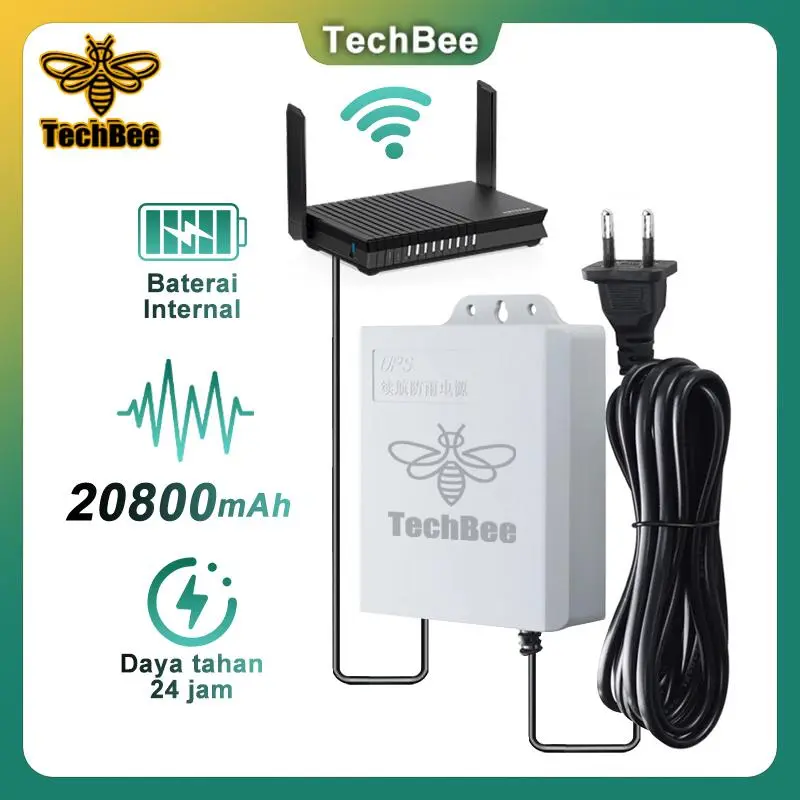 TechBee Ups 20800mAh Ups Mini 12v Untuk Wifi Ups Mini 12 Volt Ups Wifi Ups Cctv Ups Dc Mini Ups 12V2A