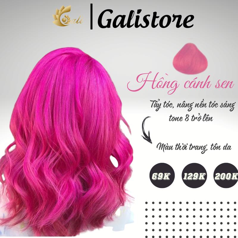 Kem nhuộm tóc Hồng Cánh Sen/ Hồng Đào/ Hồng Trà Sữa/ Hồng đỏ cần Tẩy tóc, kèm oxy trợ nhuộm Galistore Đổi Màu Tóc