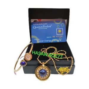 kalung dan gelang kesehatan quantum safir biru emas anti karat dan luntur