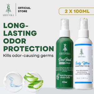 [ BODY ULTRA SPRAY + FOOT DEODORANT COMBO ] Greenika DeoFoot Spray + Body Ultra Whitening Body Spray for Men 10X Odor Blocker Body Perfume Deodorant Anti Odor Foot Spray Whitening Armpit Spray for Men