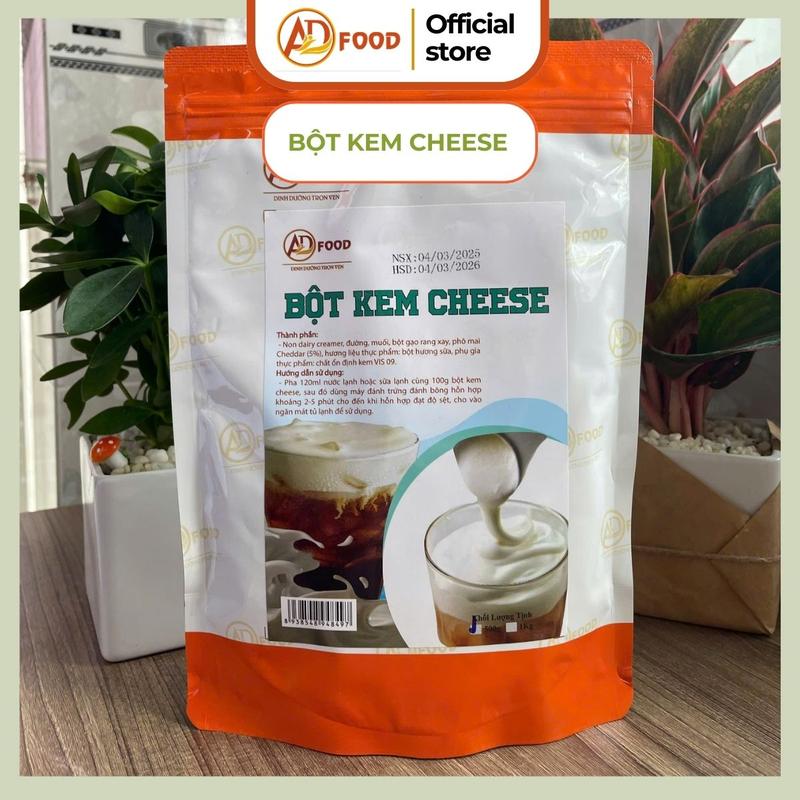 500g Bột Kem Cheese ADFood - làm topping đồ uống, topping cream bột milk foam muối biển, bánh ngọt kem cheese, cà phê phủ kem cheese...
