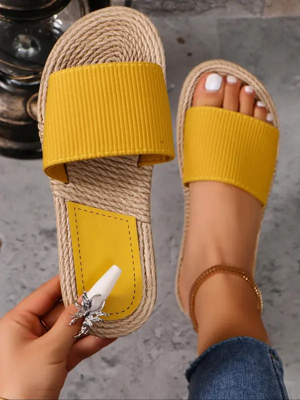 Women's Fashionable Plain Color Slide Sandals, Casual Comfortable Flat Slippers for Beach, Non-slip Wear-resistant Slippers for Indoor & Outdoor 3