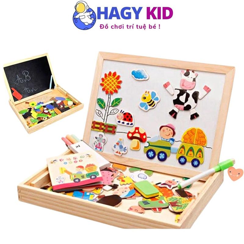Bảng Gỗ Nam Châm Ghép Tranh Cho Bé Hagykid Giúp Bé Vui Chơi Sáng Tạo Đồ Chơi Toy Kem