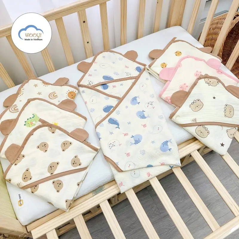 CHĂN Ủ MUSLIN 4lop CHO BÉ - WOOYI