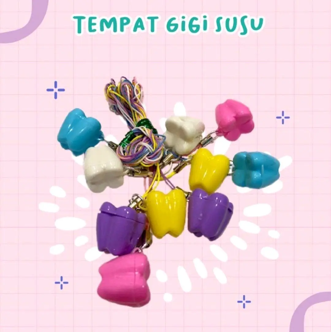 Gantungan kalung tempat gigi susu bentuk gigi anak