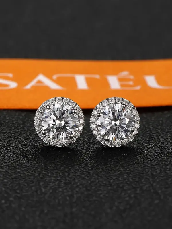 S925 Sterling Silver Round Shaped Rhinestone Decor Stud Earrings, Fashion Jewelry for Women & Men, Trendy All-match & Exquisite Jewelry for Birthday Gift 4