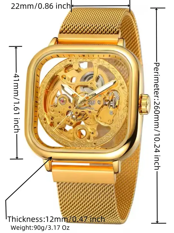 Men's Business Fashion Skeleton Mechanical Watch, Fashion Watch for Party, Daily Clothing Decor, Trendy All-match & Exquisite Watch for Birthday Gift with Box 1