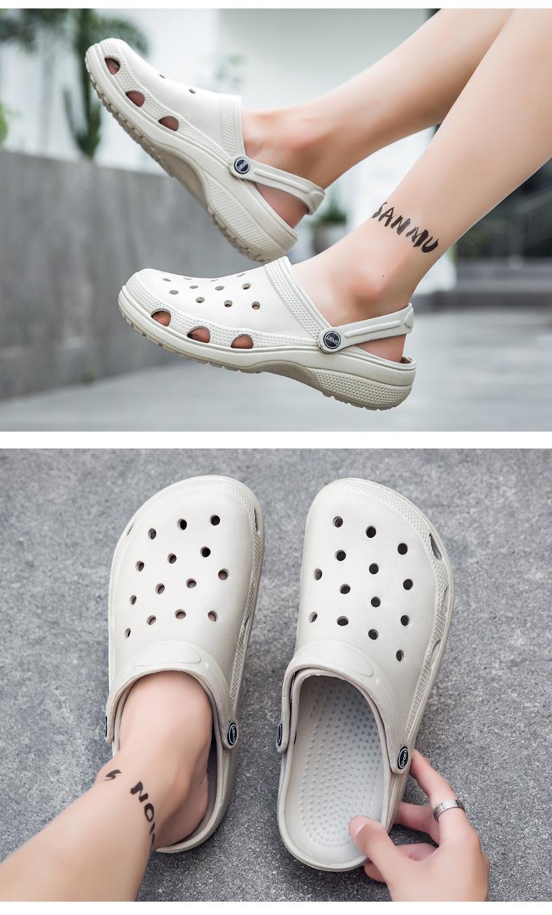 Product Introduction of Summer new style solid color hole shoes, men and women's sandals, suitable for wearing on the beach and other occasions 3