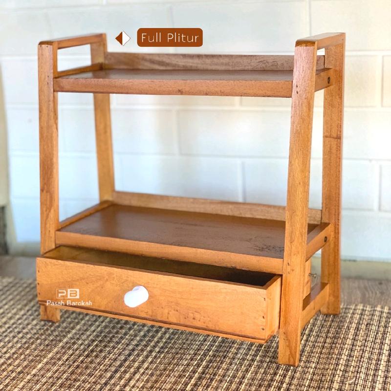 Rak Bumbu Dapur 2 Tingkat variasi Laci WARNA WARNI SERBAGUNA DAN MINIMALIS Dapat disesuaikan Tegak Logam 2 Lapis Kayu 2