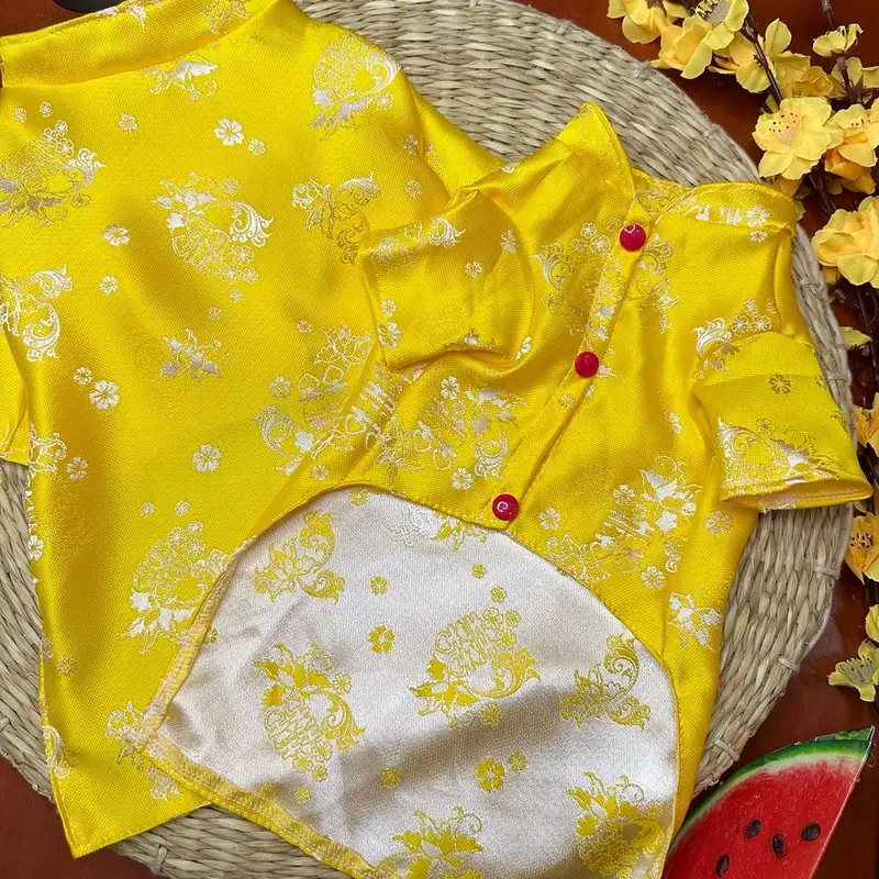 Áo Dài Gấm Tết Cho Chó Mèo ( Không Có Quần ) 6