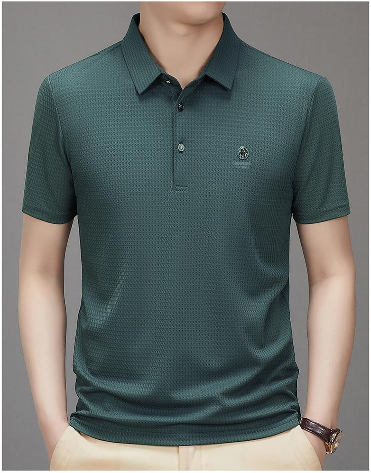 Product Introduction of Men's Polo Shirt, New Collection, Wrinkle-Free Ice Silk Material, Summer Business Collar, High Elastic, Breathable, Premium Ice Feel T-Shirt 22