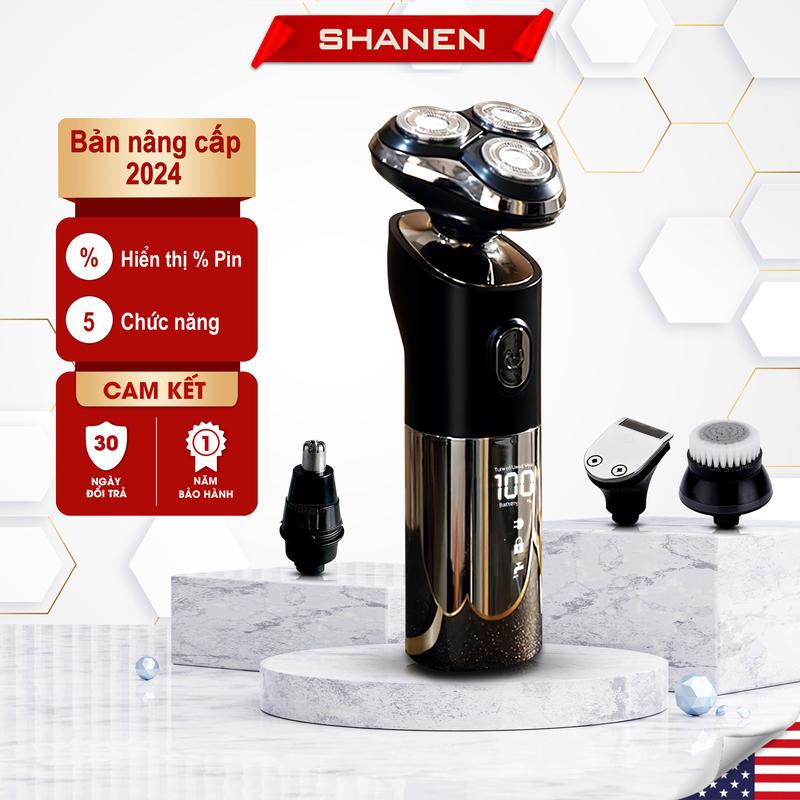 Máy cạo râu đa năng 3 lưỡi kép SHANEN, Tỉa lông mũi, Massage mặt, Tông đơ cạo lông, Bảo hành 12 tháng
