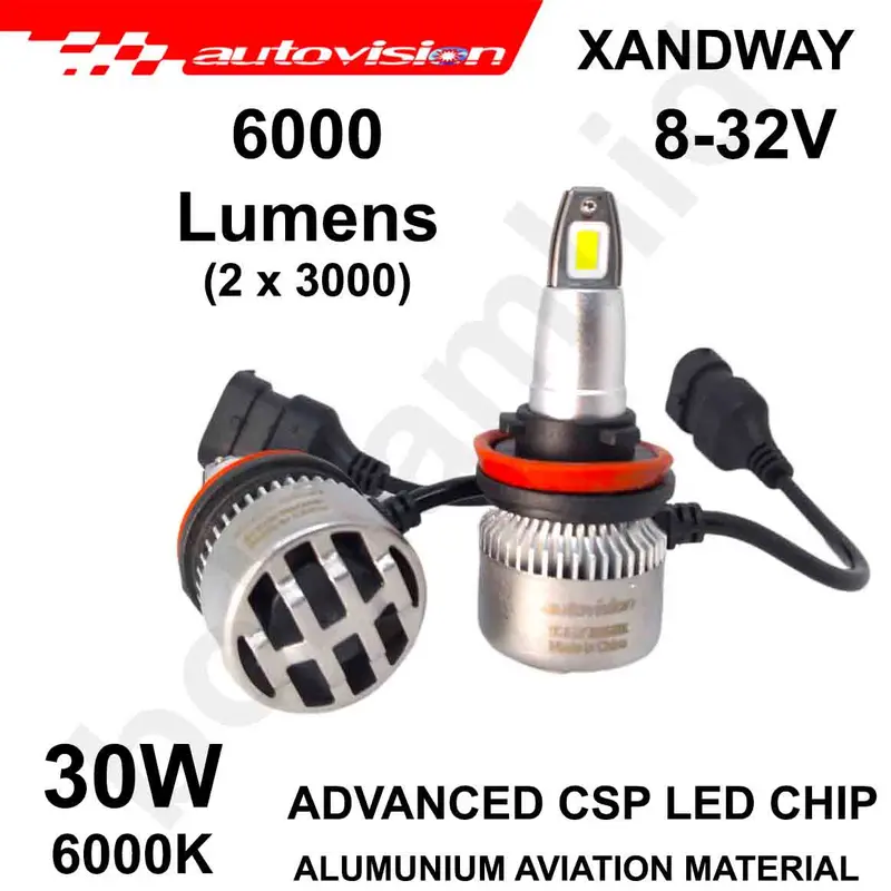 Lampu Mobil LED AUTOVISION XANDWAY 6000K Putih Socket H4 Hi/Lo H11 HB3 HB4 Car 4