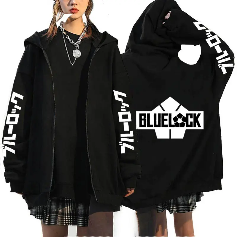 Áo Cardigan Có Mũ Cho Nam Nữ, Riman Blue Lock, Phong Cách Gothic, Thích Hợp Cho Các Cặp Đôi, Harajuku, Cỡ Lớn, Áo Nỉ Có Khóa Kéo Lông Cừu
