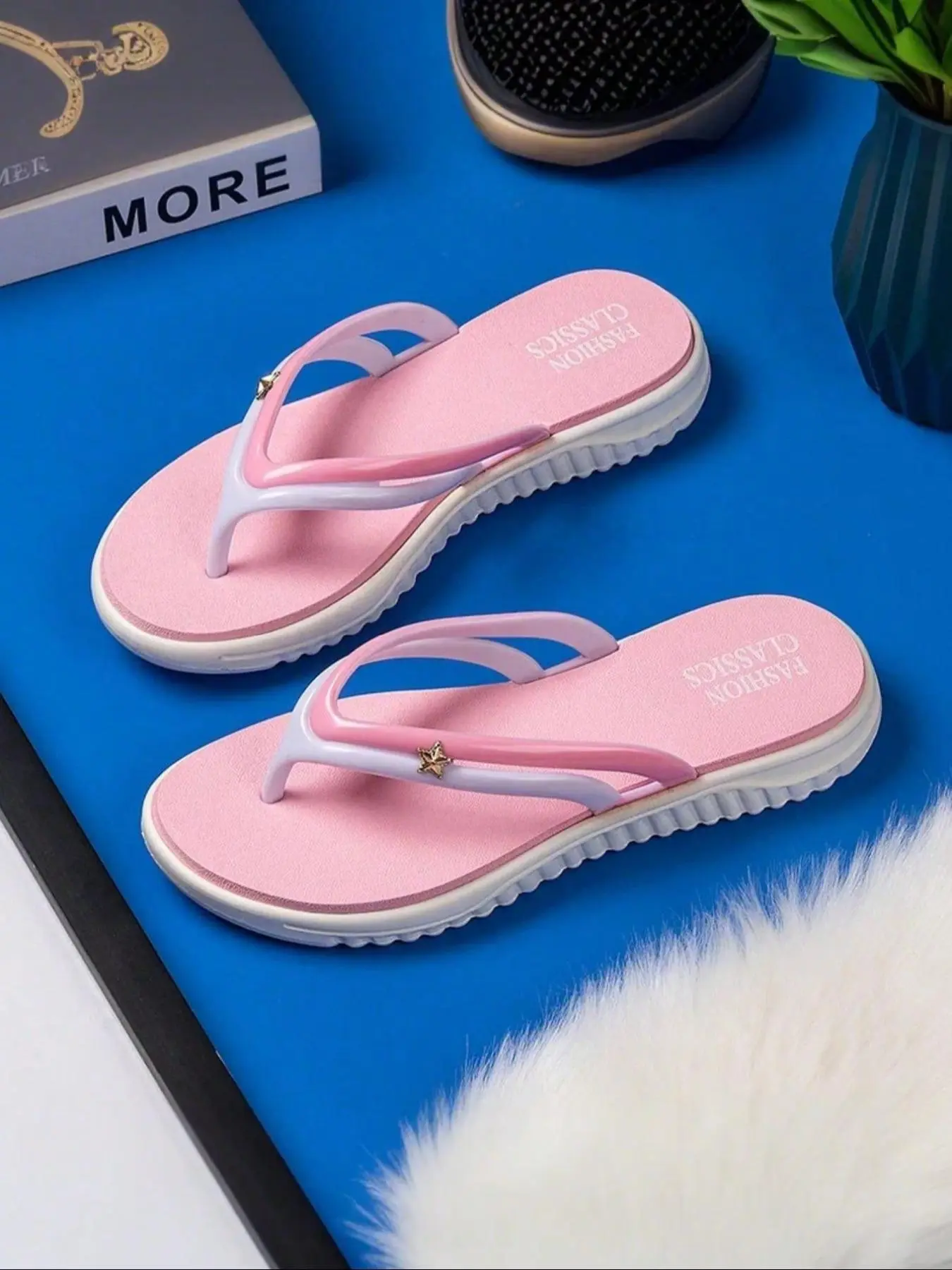 Women's Fashionable Plain Color Flip Flops, Casual Comfortable Home Slippers, Non-slip Slippers for Indoor & Outdoor Wear, Walking Shoes
