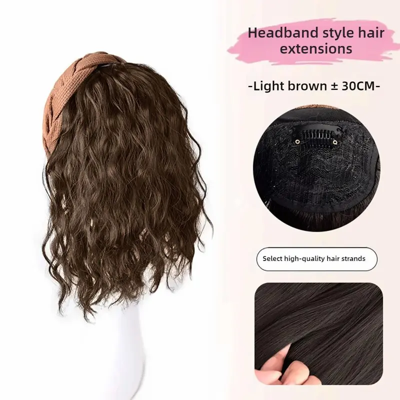 Băng Đô Cài Tóc Giả, Một Mảnh, Kiểu Xoắn, Gợn Sóng Nước, Nửa Nhẹ Và Nửa Lưng Bồng Bềnh Dành Cho Nữ, K7L5 8
