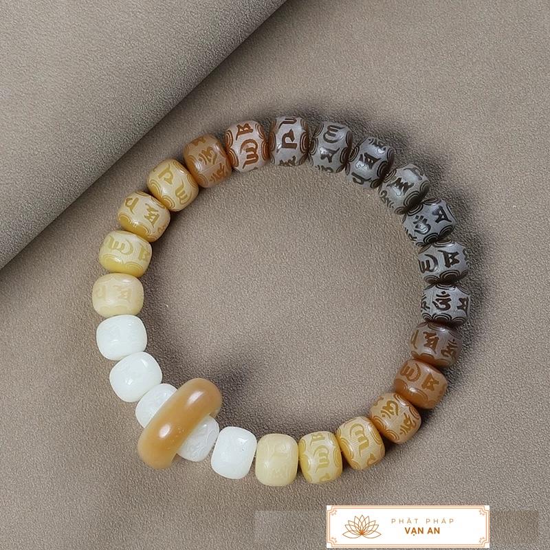 Vòng tay hạt bồ đề khắc om mani padme hum 8 ly oval  [tặng quà khi livestream] trang sức Phật giáo Đeo Tay, Phụ Kiện