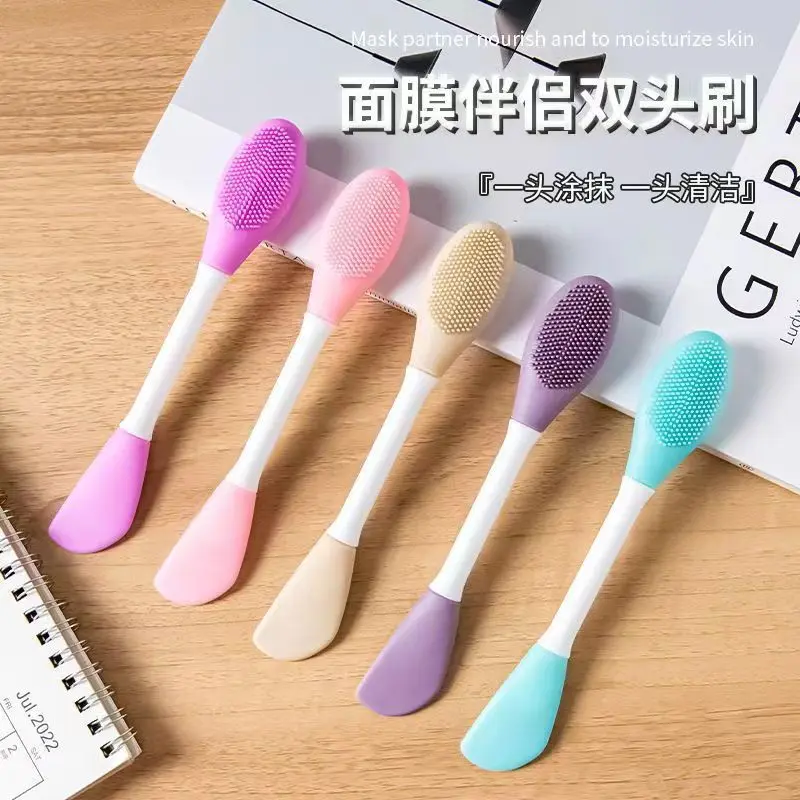 Cross-Border Double-Ended Silicone Face Brush for Cleansing Masks, Pore Cleaning, Beauty Salon Manual Scraper Applicator Brush