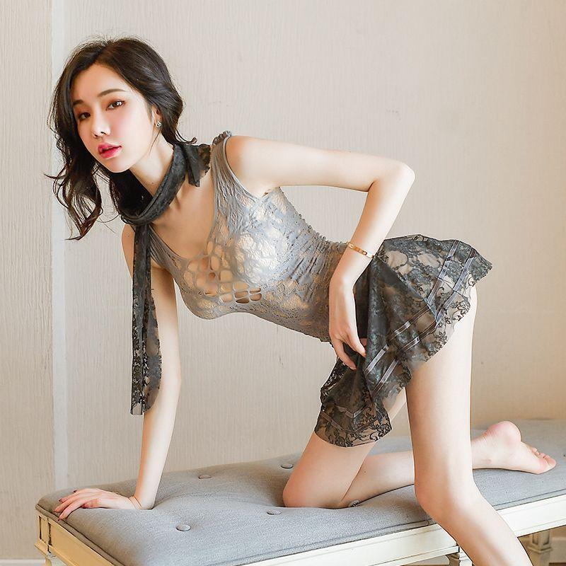 Product Introduction of New Temptation Flirting Sexy Lingerie Transparent Lace Princess Dress Fun Lingerie Temptation One-piece Mesh Nightdress 1