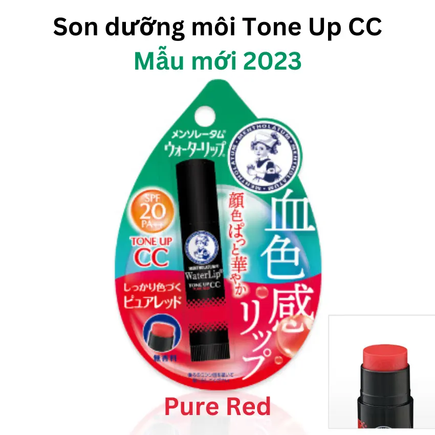 Son dưỡng môi có màu Tone Up CC Mentholatum Nhật Bản, son dưỡng môi chống nắng, son dưỡng có màu mềm mịn, son dưỡng hồng môi, chống thâm môi, son dưỡng ẩm màu đỏ lên màu tự nhiên
