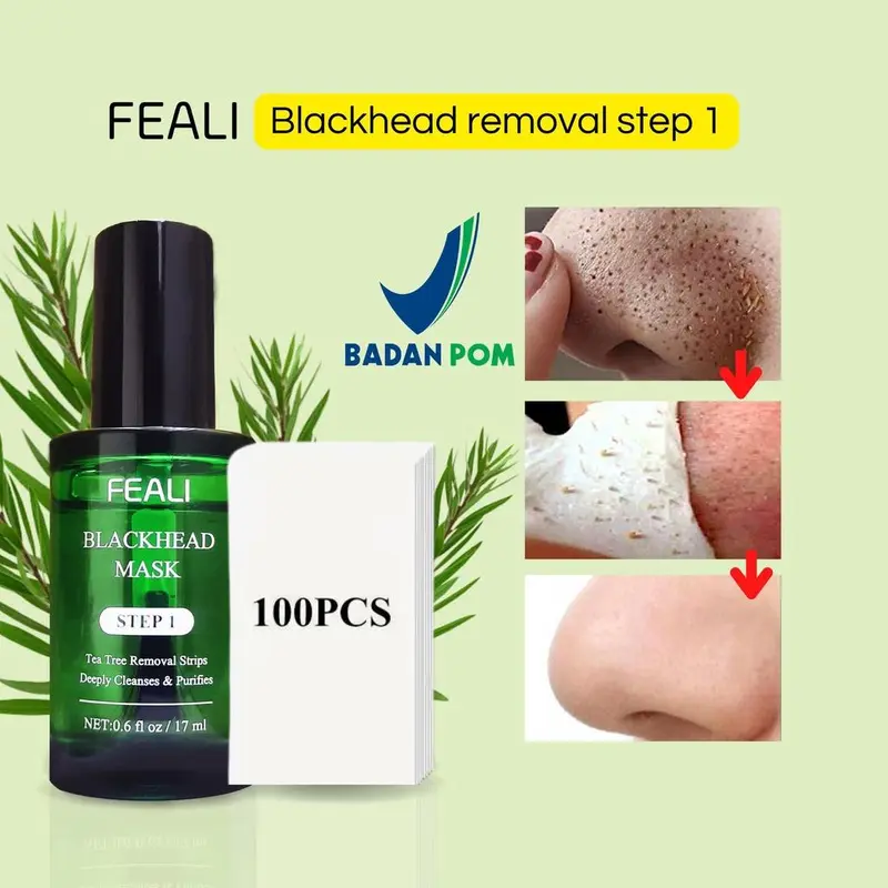 (BPOM) FEALI Masker Pengangkat Komedo Step1 Peel Off Free Kertas & Step2 Pore Serum 1