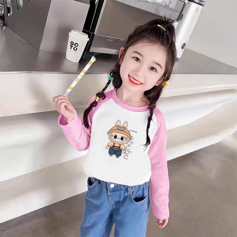 Áo Thun Cho Bé, Tay Dài Thu Đông, Áo Phông Bé Gái 10-40kg Họa Tiết labubu Xinh chất cotton , mềm, co giãn tốt (Hàng Y hình) 3