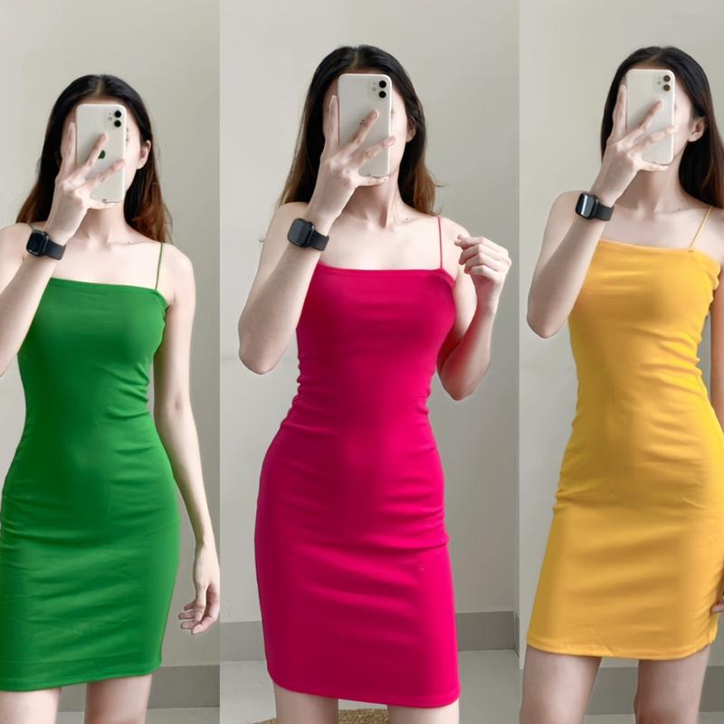  TIENSTYLE - Váy Thun Body  Nữ 2 dây co giãn 