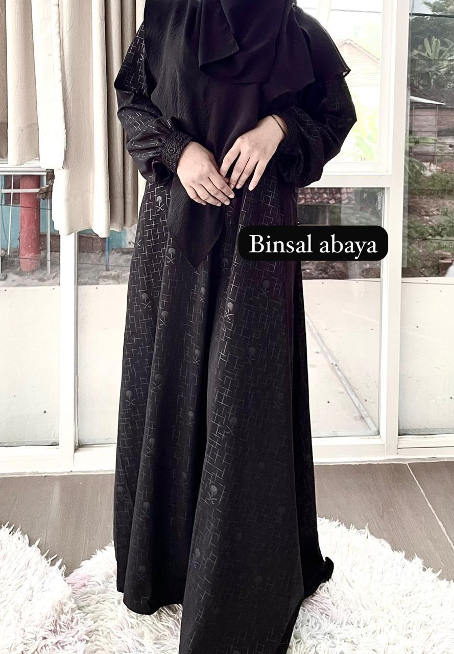 abaya embos basic star forzaleta exclusive Lembut Gamis Simple Wanita Muslim - star, S