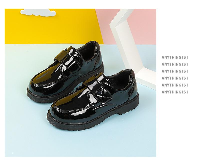 Product Introduction of Children's Shoes Boys' Leather Shoes Spring and Autumn 2024 New Korean Style British Style Black Soft End Primary School Student Campus Performance Shoes 13