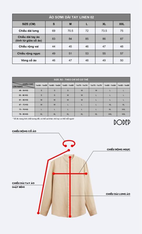 Product Introduction of DODEP Áo sơmi nam 100% linen premium tay dài cổ trụ Menswear 0
