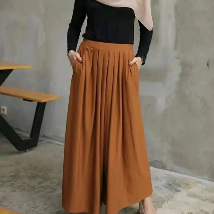 celana kulot rempel/ celana lebar premium Wanita