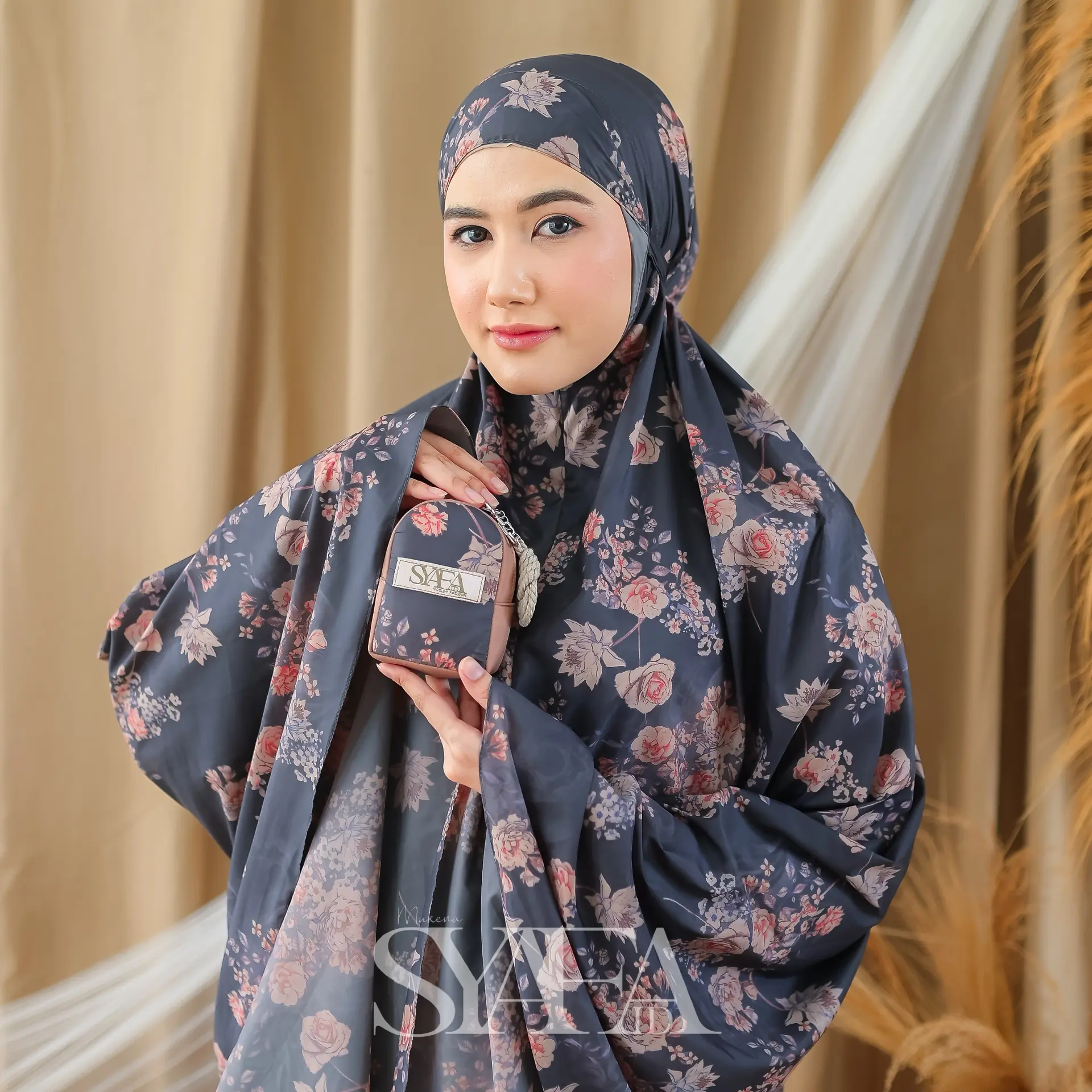 Mukena Travel Mini Pouch Motif 2 in 1 Dewasa Bahan Adem Parasut Korea Premium