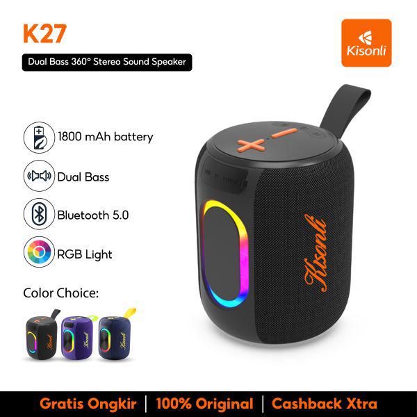 Promo KISONLI K27 Speaker Bluetooth 5.4 Portable RGB Light TWS Stereo ...