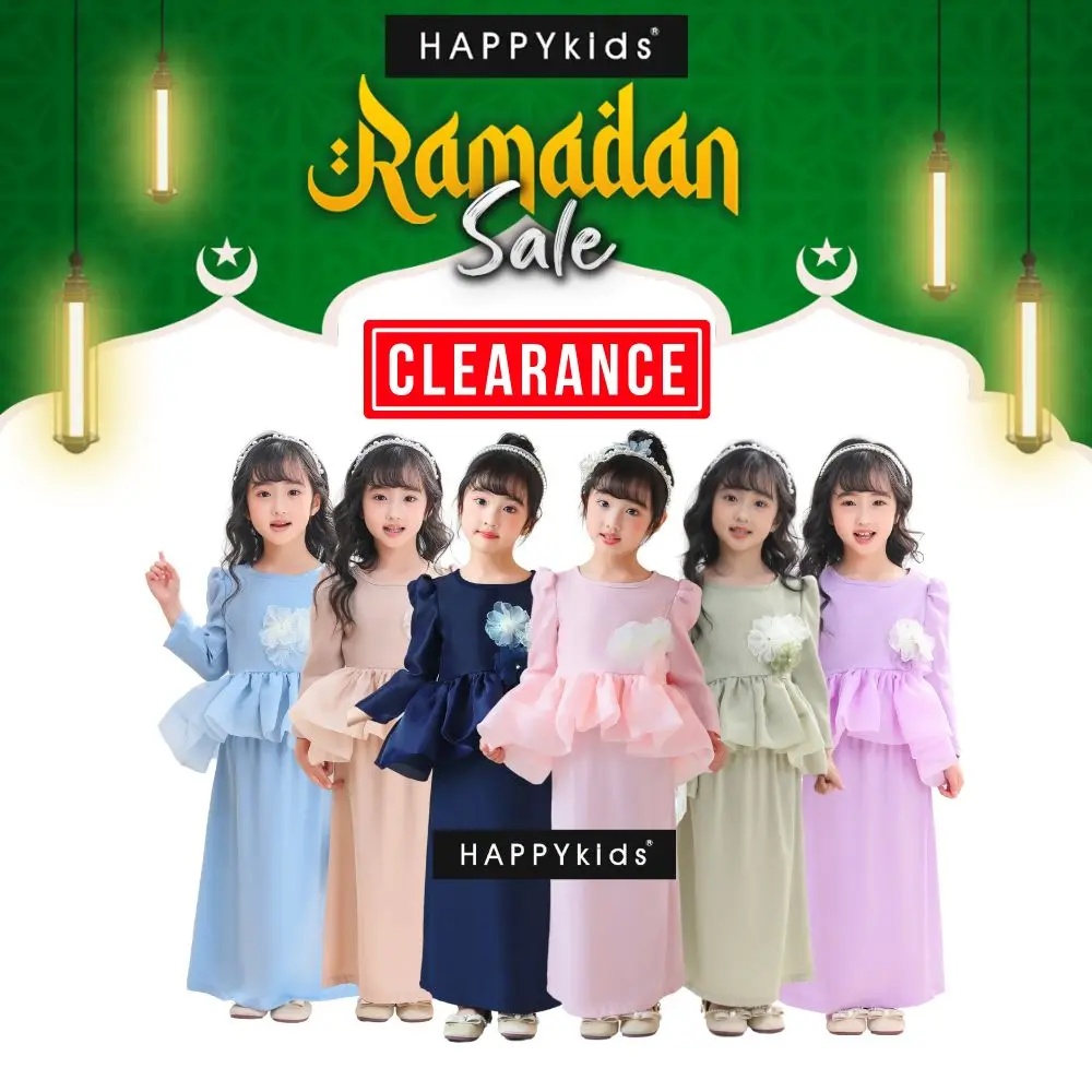 CLEARANCE 2y-12y HAPPYkids Baju Raya 2025 Baju Kurung Budak Perempuan Peplum Baju Kanak2 Perempuan Kid Girls Fashion Baju Kurung Organza