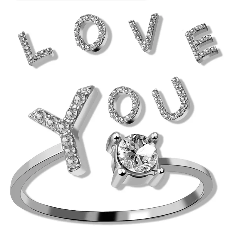 Cincin wanita inisial huruf A sampai Z model cantik adjustable Rings 0