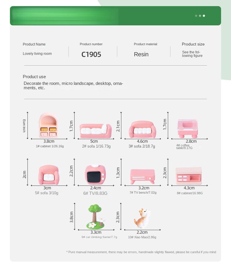 Product Introduction of Miniature Landscape Creative Cute Living Room Sofa Pink Dollhouse DIY Decoration Accessories Miniature Mini Ornaments 1