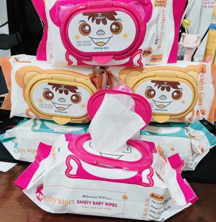 Thùng 10 bịch khăn ướt Baby Wipes không mùi không cồn an toàn cho bé.