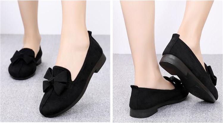 Product Introduction of Spring Old Beijing Cloth Shoes Women's Shoes Black Work Shoes Bow Flat Gommino Women's Shoes Breathable Mom Shoes 12