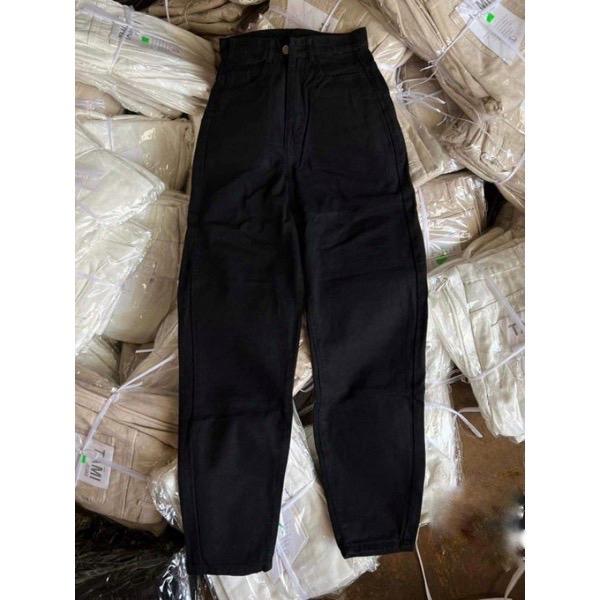 quần baggy đen bigsize 55kg-88kg mặc vừa, lưng cao trên rốn, form rộng thoái mái, Chất Cotton, Women Nữ Jean