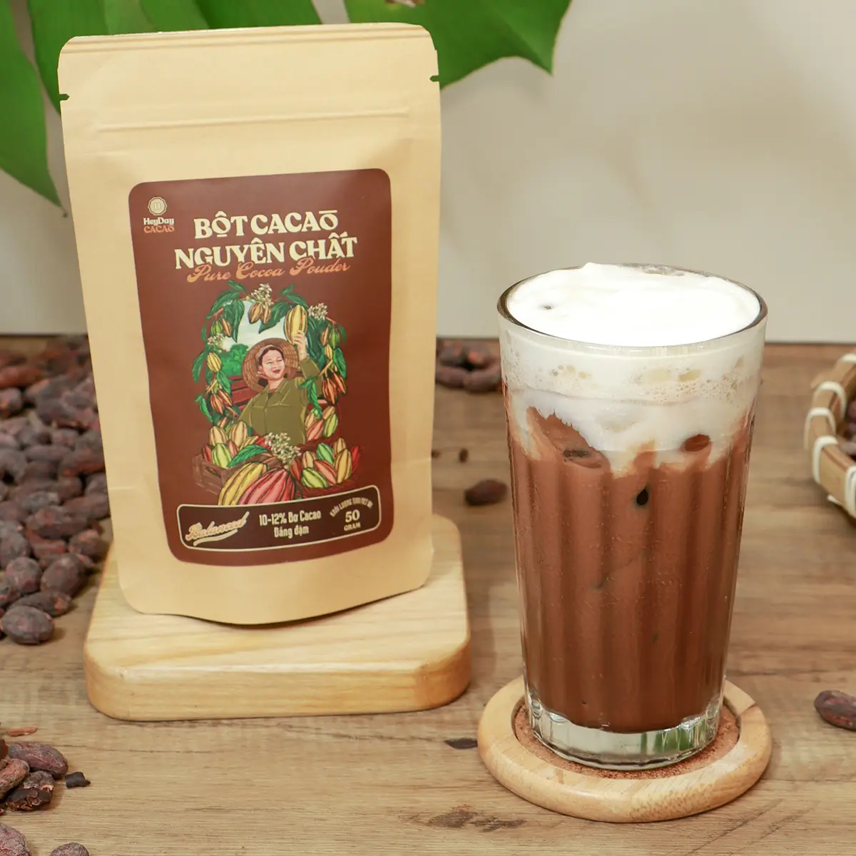 Bột cacao nguyên chất Heyday Balanced phổ thông 50g - Tỷ lệ bơ cacao tự nhiên: 12% - Hương vị đắng đậm